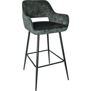 Luxe industriële barkstoel - Velvet - Barkruk - Industrieel - Barstoel - Stoel - Kruk - Sfeer - Fluweel - Trendy - Bar Chair - Chair - Grijs - 105 cm hoog