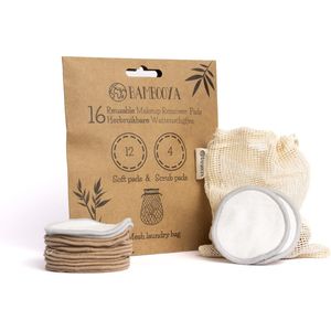 Bambooya 16 Herbruikbare Wattenschijfjes + Waszakje - Wasbare Wattenschijfjes - Make up Pads - Zoogcompressen - Duurzaam - Zero Waste Bamboe