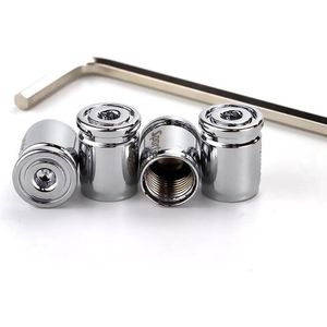 TT-products ventieldoppen Sport Anti-theft Chrome antidiefstal 4 stuks zilver