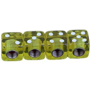 TT-products ventieldoppen Dice Clear Yellow dobbelstenen 4 stuks geel