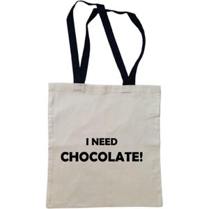 Katoenen tas - leuke tekst - moederdag - leuk voor mama - vrouwen - shopper - i need chocolate