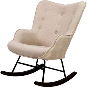 MEBEL6 - Schommelstoel Fleur - Fauteuil - Stof - Beige - Zwarte poten