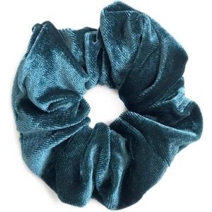 Scrunchie Velvet Teal Blue - haarwokkel - Haarelastiek - Haaraccessoire (1 stuk)