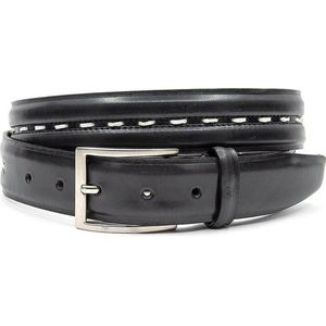 JV Belts Sportieve riem zwart - heren en dames riem - 3.5 cm breed - Zwart - Echt Leer - Taille: 105cm - Totale lengte riem: 120cm