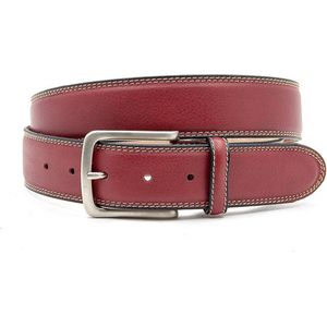 JV Belts Sportieve rode pantalon riem - heren en dames riem - 4 cm breed - Rood - Echt Leer - Taille: 95cm - Totale lengte riem: 110cm