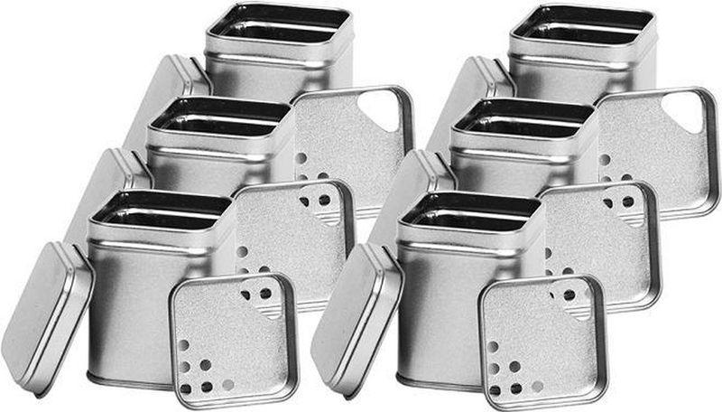 Zilver - Kruidenblikjes - 6 Stuks - Met Strooier
