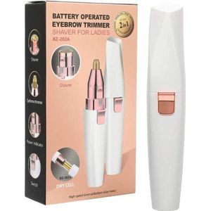 Wenkbrauwtrimmer - 2 in 1 - Wit - Ontharingsapparaat