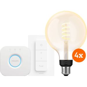 Philips Hue Filament White Ambiance Globe XL 4-Pack Startpakket