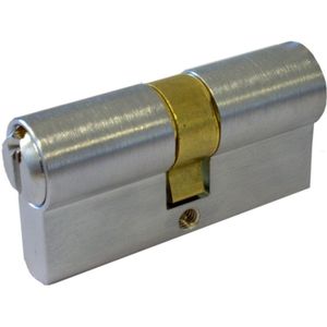 Profielcilinder 30/30mm Messing mat chroom Zeewaterbestendig met nieuw zilveren sleutels