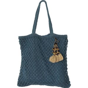 Mycha Ibiza - tas - petrol - jute - shopper - 40x40 cm - Strandtas