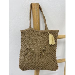 Mycha Ibiza - tas - beige naturel - jute - shopper - 40x40 cm - trendy tas