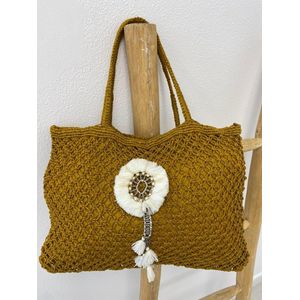 Mycha Ibiza - tas - Oker geel - jute - shopper - 46x30 cm - Boho