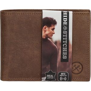 Hide & Stitches - Portemonnee Heren - Billfold - Hunter Leer Donkerbruin