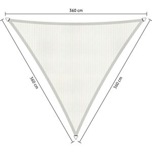 Compleet pakket: Shadow Comfort driehoek 3,6x3,6x3,6m Arctic White met RVS Bevestegingsset en buitendoek reiniger