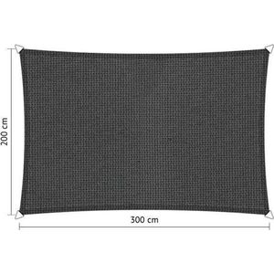 Compleet pakket: Shadow Comfort rechthoek 2x3m Carbon Black met RVS Bevestigingsset en Buitendoekreiniger