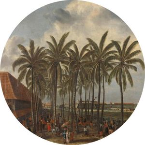 Het kasteel van Batavia, Andries Beeckman - Foto op Behangcirkel - ⌀ 120 cm