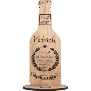 Bierfles verjaardag - verjaardagskaart van hout - houten wenskaart- gefeliciteerd - gepersonaliseerd - 10.5 x 29 cm