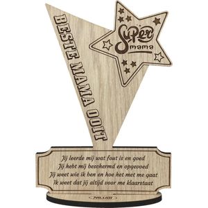 Cadeau Moeder, Mama - Houten Wenskaart - Kaart van Hout - Geschenk Moederdag, Kerstmis, Sinterklaas, Verjaardag - 17.5 x 25 cm