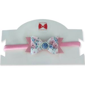 Haarband Baby - Baby Newborn Hoofdband - Baby Haaraccessoires - Meisje - Haarband Strik - roze met Bloemenprint