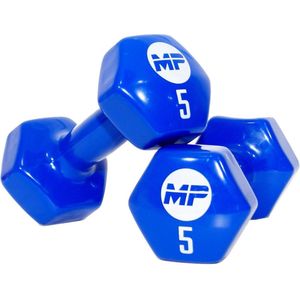 Muscle Power Vinyl Dumbbells - 2 x 5 kg - Blauw