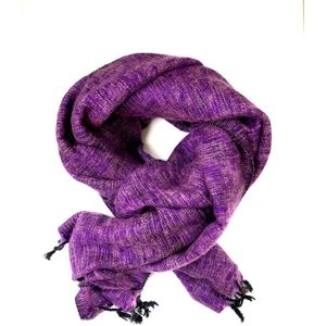 Yakwol-Sjaal-Violet-190x75 cm-80% wol-Handgemaakt-Fairtrade