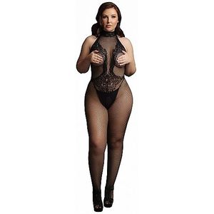 Shots - Le Désir Bodystocking met Visnet en Kant - Plus Size black OSX