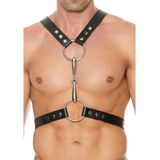Shots - Ouch! Leren Heren Harnas met Metalen Bit Black One Size