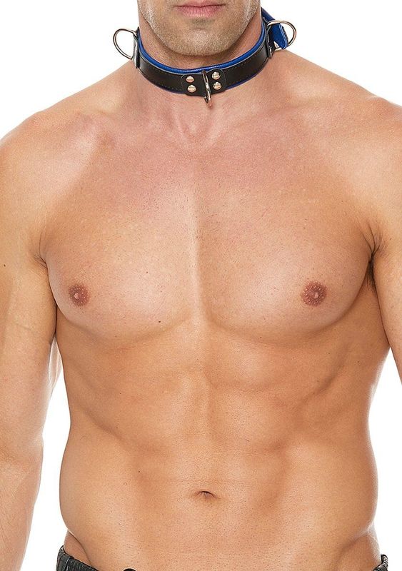 Shots - Ouch! Leren Bondage Halsband black,blue One Size