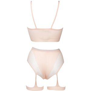 2PC Bra set with garters - Pink - O/S