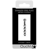 Shots - Ouch! Geribbelde Holle Penis Plug - 8 mm silver
