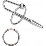 Shots - Ouch! RVS Penisplug met Eikelring - 8 Mm Silver