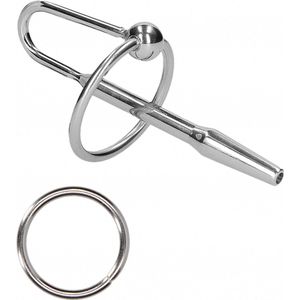 Shots - Ouch! RVS Penisplug met Eikelring - 8 Mm Silver