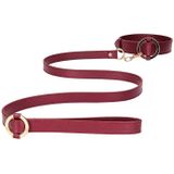 Shots Ouch! - Halsband - Met Leiband - Bordeaux Lederlook Met Gouden Gespen