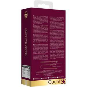 Shots Ouch! - Halsband - Met Leiband - Bordeaux Lederlook Met Gouden Gespen