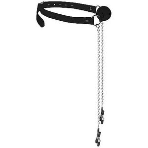 Ball Gag met Tepelklemmen – Zwart