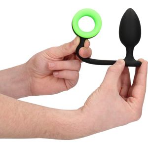 Shots - Ouch! Butt Plug met Cockring Neon Green/Black