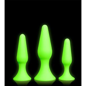 Butt Plug Set - Glow in the Dark - Neon Green/Black