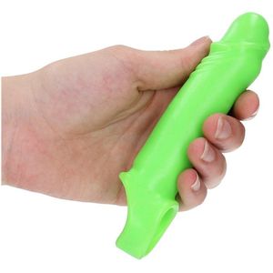 Smooth Stretchy Penis Sleeve - Glow In The Dark - Neon Green