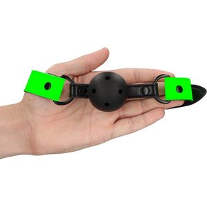 Shots - Ouch! Adembare Bal Gag Neon Green/Black