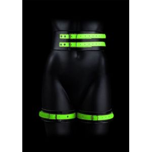 Shots - Ouch! Dijboeien met Riem en Handboeien - L/XL Neon Green/Black L/XL