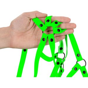 Shots - Ouch! Lichaamsbedekkend Harnas - S/M neon green/black S/M