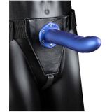 Shots - Ouch! Getextureerde Gebogen Holle Strap-On - 20 cm metallic blue