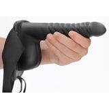 Shots - Ouch! Geribbelde Holle Strap-On met Ballen - 21 cm black