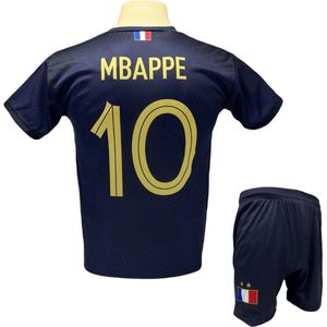 Kylian Mbappé - Frankrijk Thuis Tenue - voetbaltenue - Voetbalshirt + Broek Set - Blauw - Maat: L