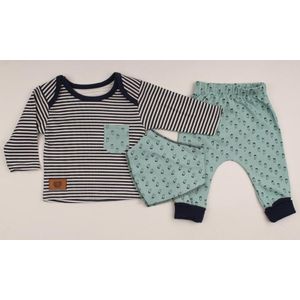 baby, 3 stuks, baby kleding jongens, baby kleding meisjes, babykledingset, babypakje, babycadeau, baby jogging, baby born, baby broekje, baby top, baby slab, comfortabel, %100 katoen, zacht, kleurrijk, blauw, marineblauw, 9-12 maanden, maat 80 cm