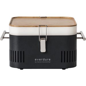 Everdure Cube Barbecue - BBQ - Houtskool - Zwart - 4 personen - Met Opbergvak en Werkblad - Aluminium/Hout/RVS