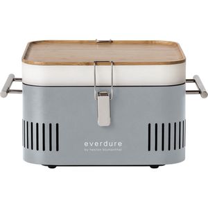 Everdure Cube Barbecue - Houtskool - Met Opbergvak en Werkblad - Aluminium/Hout/RVS - Grijs