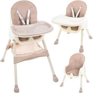 Kinderstoel 3 in 1 Verstelbaar - Kinderstoel voor Baby's - klaptafel 5-punts Gordel - Licht Roze