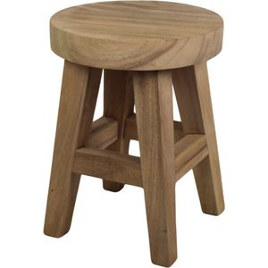 Kruk Brendan - ø36x48 cm - Bruin - Munggur - krukje hout, krukjes om op te zitten, krukje badkamer, krukjes om op te zitten volwassenen, krukje make up tafel, kruk, krukje, houten krukje,