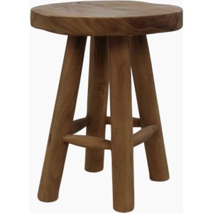Kruk Butler - ø40x50 cm - Bruin - Teak - krukje hout, krukjes om op te zitten, krukje badkamer, krukjes om op te zitten volwassenen, krukje make up tafel, kruk, krukje, houten krukje,